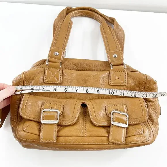 Michael Kors Leather Satchel Bowler Purse Handbag Bag Brown Cognac - Picture 9 of 9